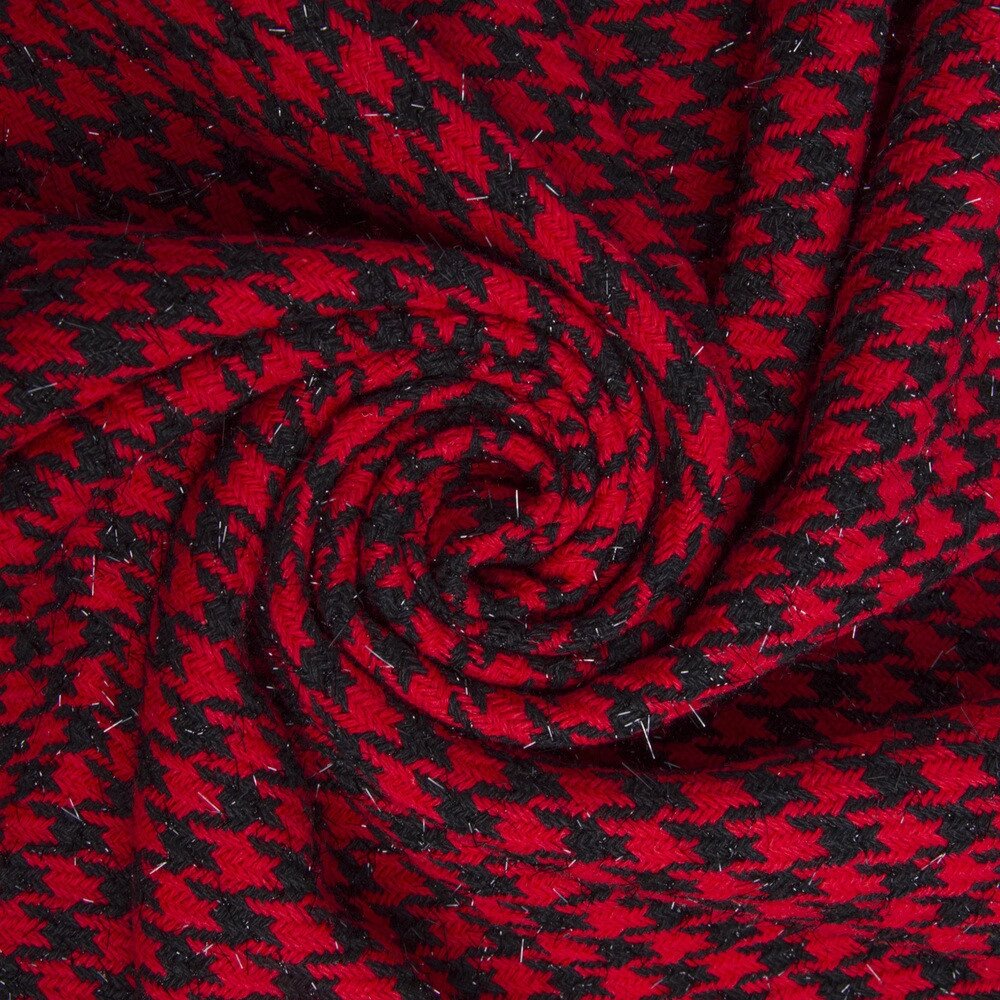 Тканина костюмна Лапка червоно чорна від компанії Shock km ua - фото 1