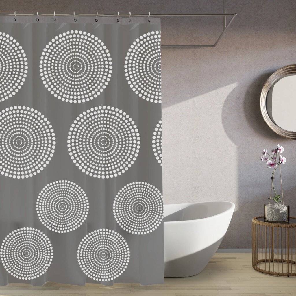 Тканинна штора для ванної кімнати STELLA з кільцями. Розмір 180*180 від компанії Shock km ua - фото 1