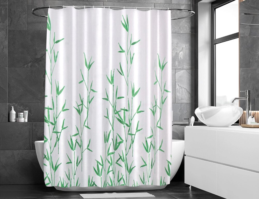 Тканинна штора для ванної кімнати VERDI з кільцями. Розмір 180*180. від компанії Shock km ua - фото 1