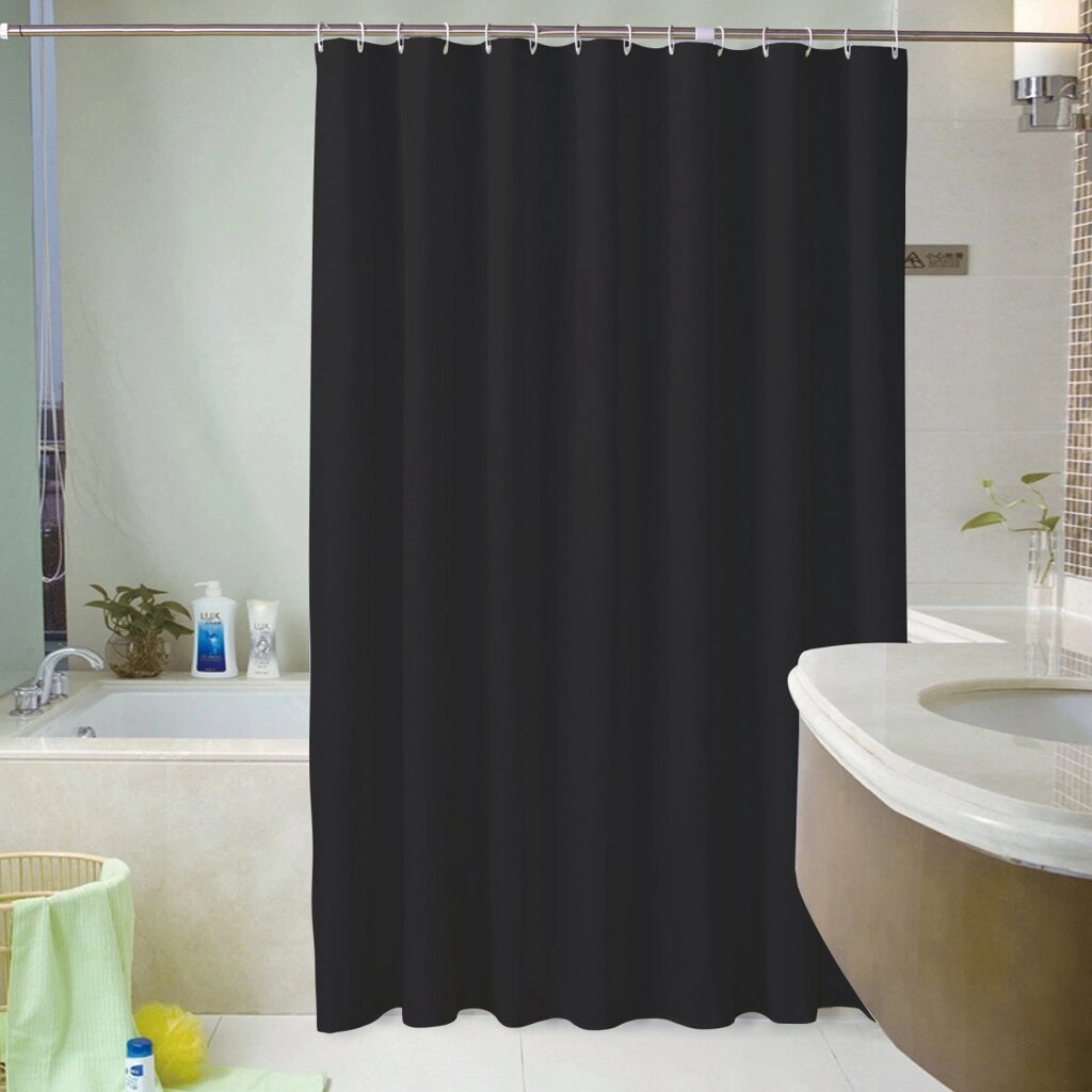 Тканинна шторка для ванної та душу Black Charm чорного кольору 180x200 см від компанії Shock km ua - фото 1