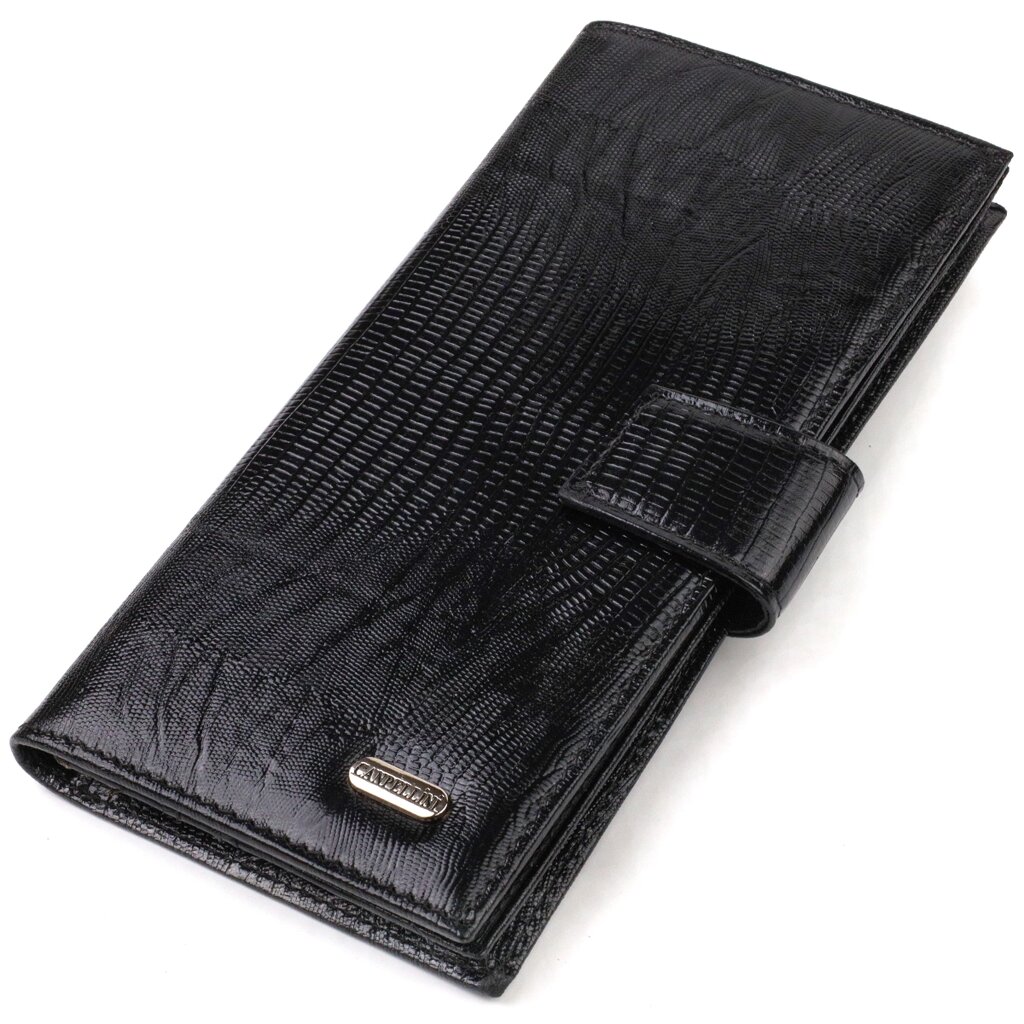 Тонкий гаманець для чоловіків з натуральної шкіри з тисненням CANPELLINI 21913 Чорний від компанії Shock km ua - фото 1