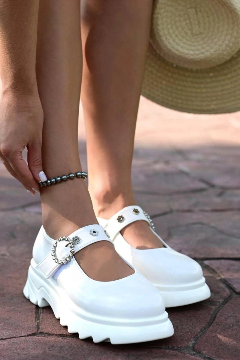 Туфлі жіночі білі на липучках Т1714 38 від компанії Shock km ua - фото 1