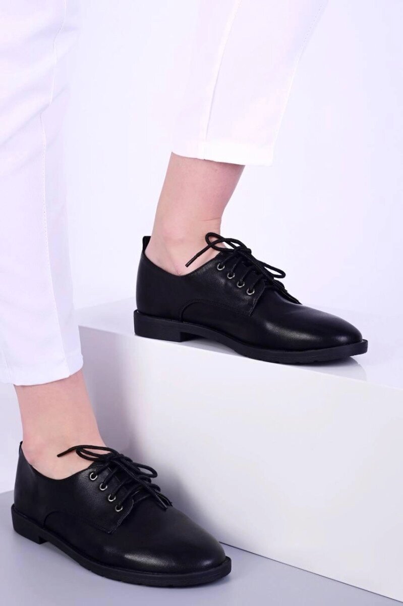 Туфлі жіночі чорні на шнурівці Т1691 від компанії Shock km ua - фото 1