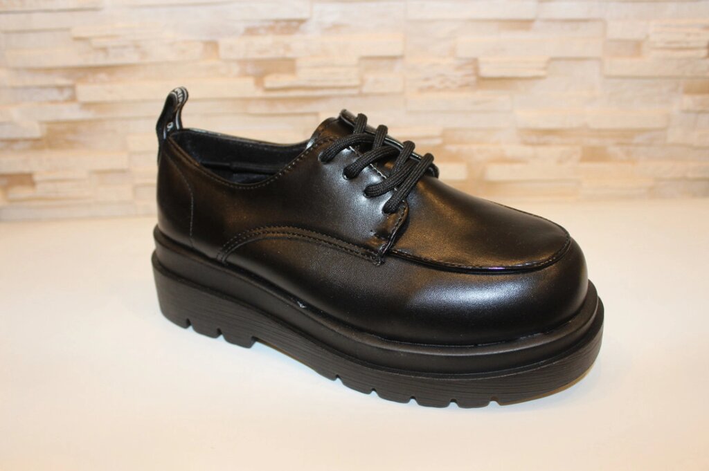 Туфлі жіночі чорні на шнурівці Т1701 39 від компанії Shock km ua - фото 1