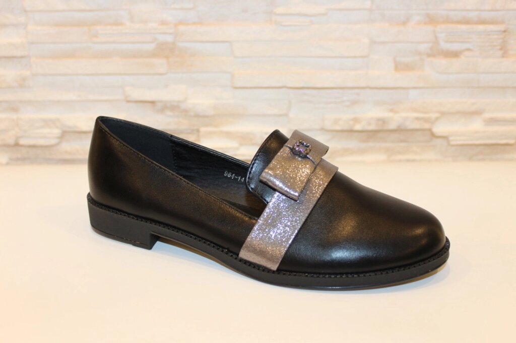 Туфлі жіночі чорні з сріблом код Т160 38 від компанії Shock km ua - фото 1
