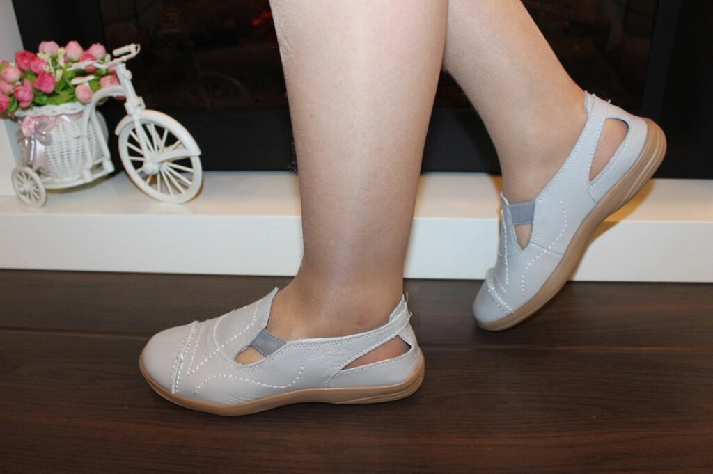 Туфлі жіночі сірі натуральна шкіра Т1721 38 від компанії Shock km ua - фото 1