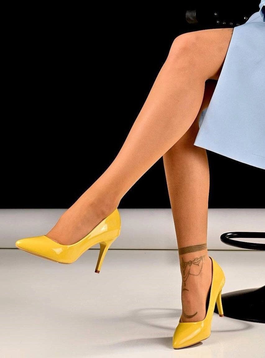 Туфлі жіночі жовті на підборах Т1511 від компанії Shock km ua - фото 1