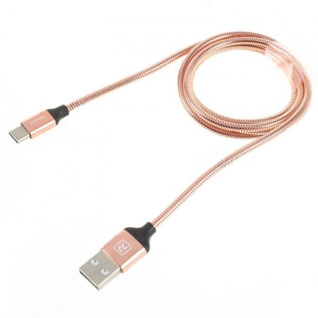 Type-C кабель 1м Gravel Recci Remax рожеве золото RCT-W100-Rose-Gold від компанії Shock km ua - фото 1