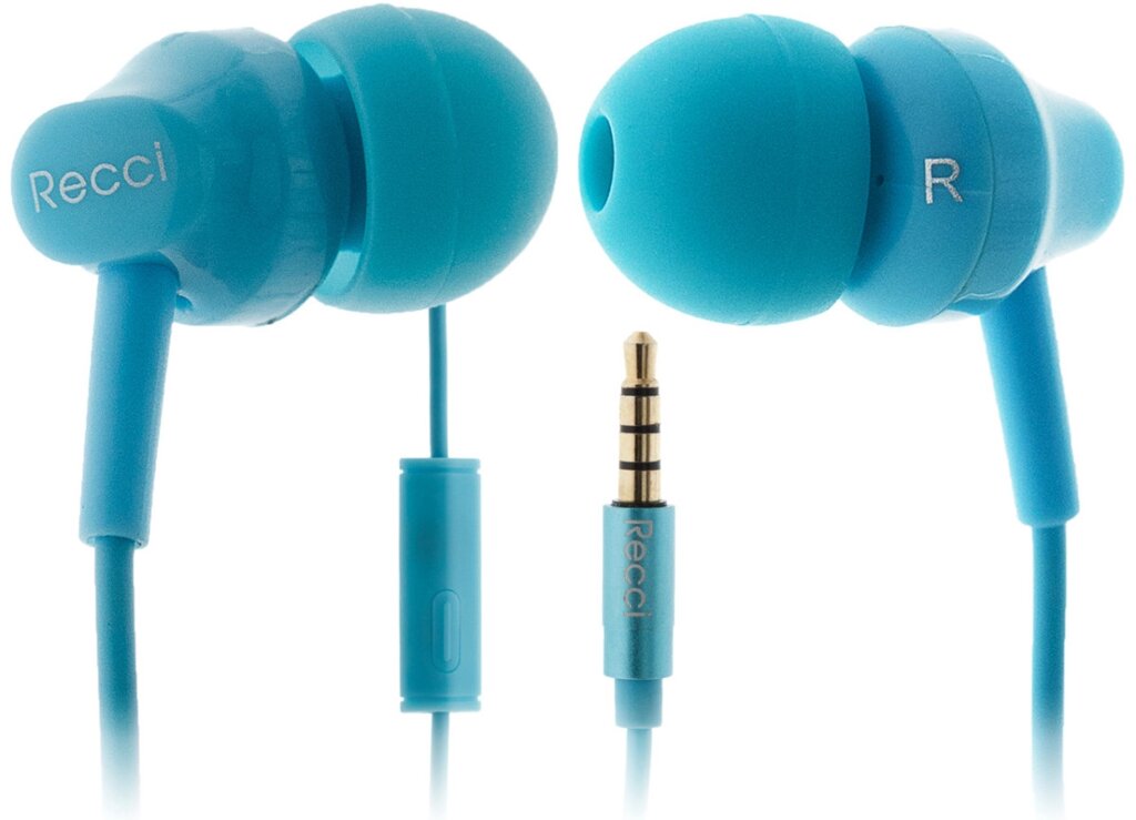 Вакуумні блакитні навушники Arioso REW-C01 Recci CC100023 від компанії Shock km ua - фото 1