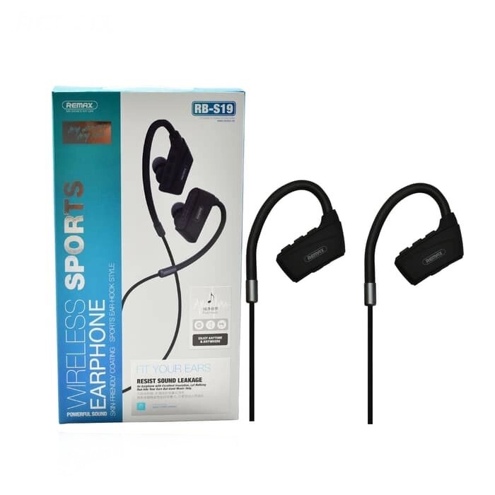 Вакуумні навушники Bluetooth Wireless Sports Remax RB-S19-Black від компанії Shock km ua - фото 1