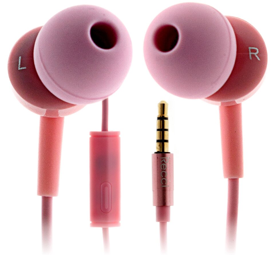 Вакуумні рожеві навушники Arioso REW-C01 Recci CC100024 від компанії Shock km ua - фото 1