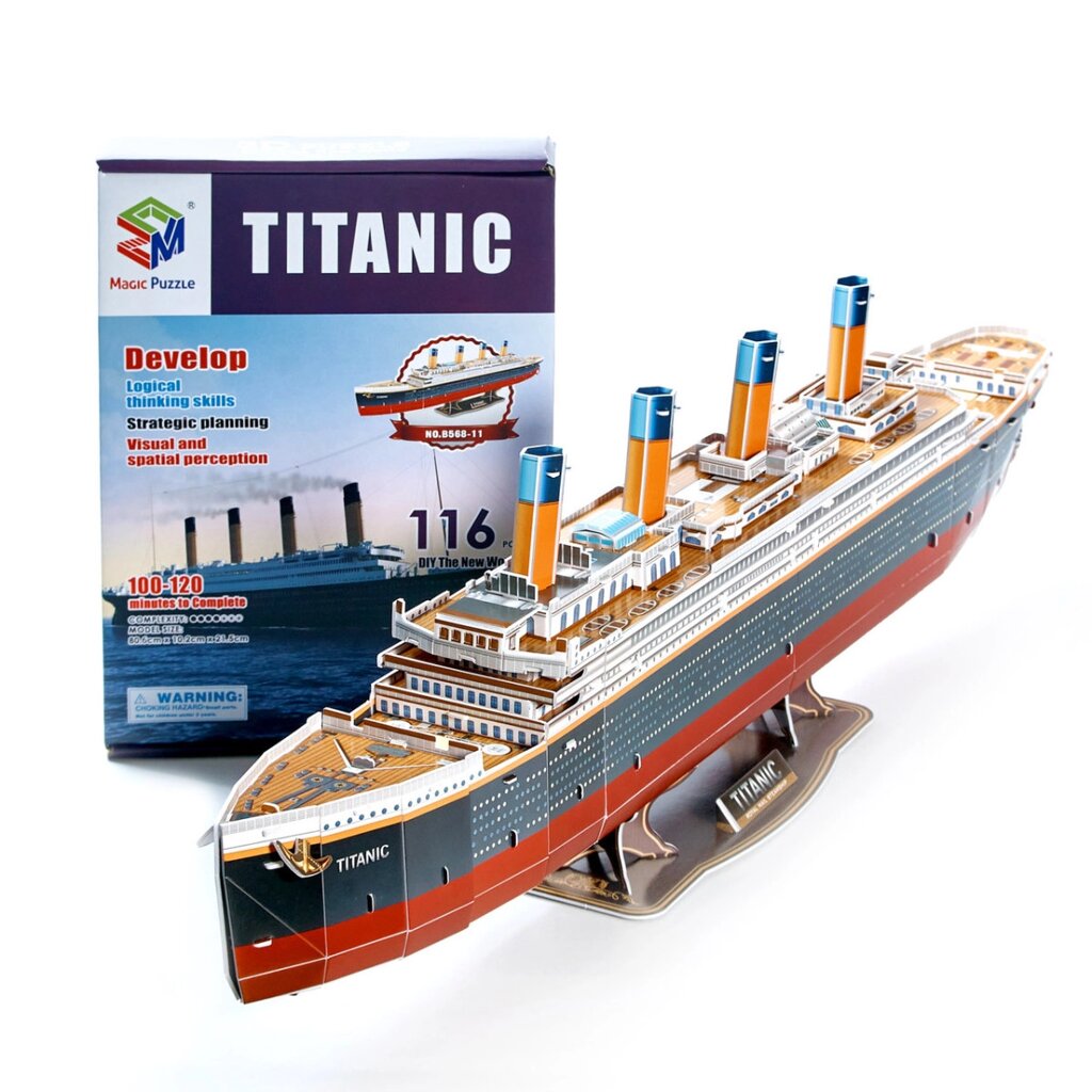 Величезні 3D пазли Тривимірний Титанік конструктор-головоломка Magic Puzzle 80.6 см x 10.2 см x 21.5 см від компанії Shock km ua - фото 1