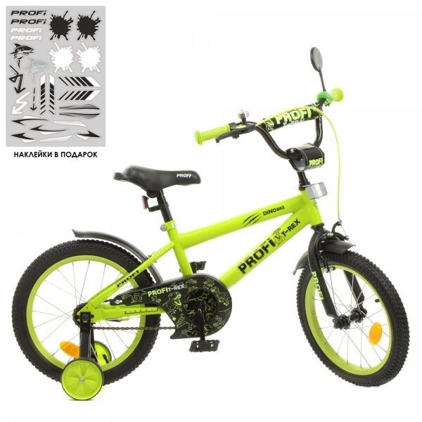 Велосипед дитячий Profi Dino Y1671 16 дюймів зелений від компанії Shock km ua - фото 1