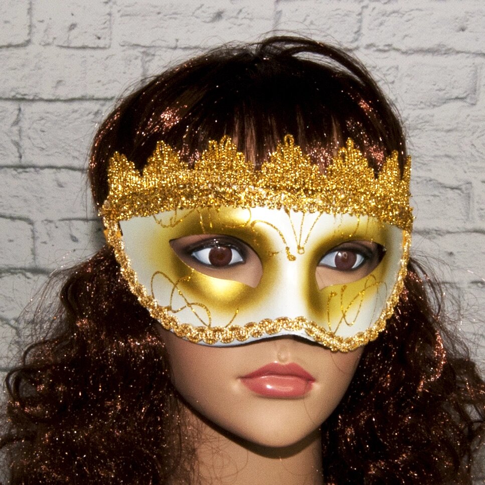 Венеціанська маска Вероніка (біла з золотом) від компанії Shock km ua - фото 1