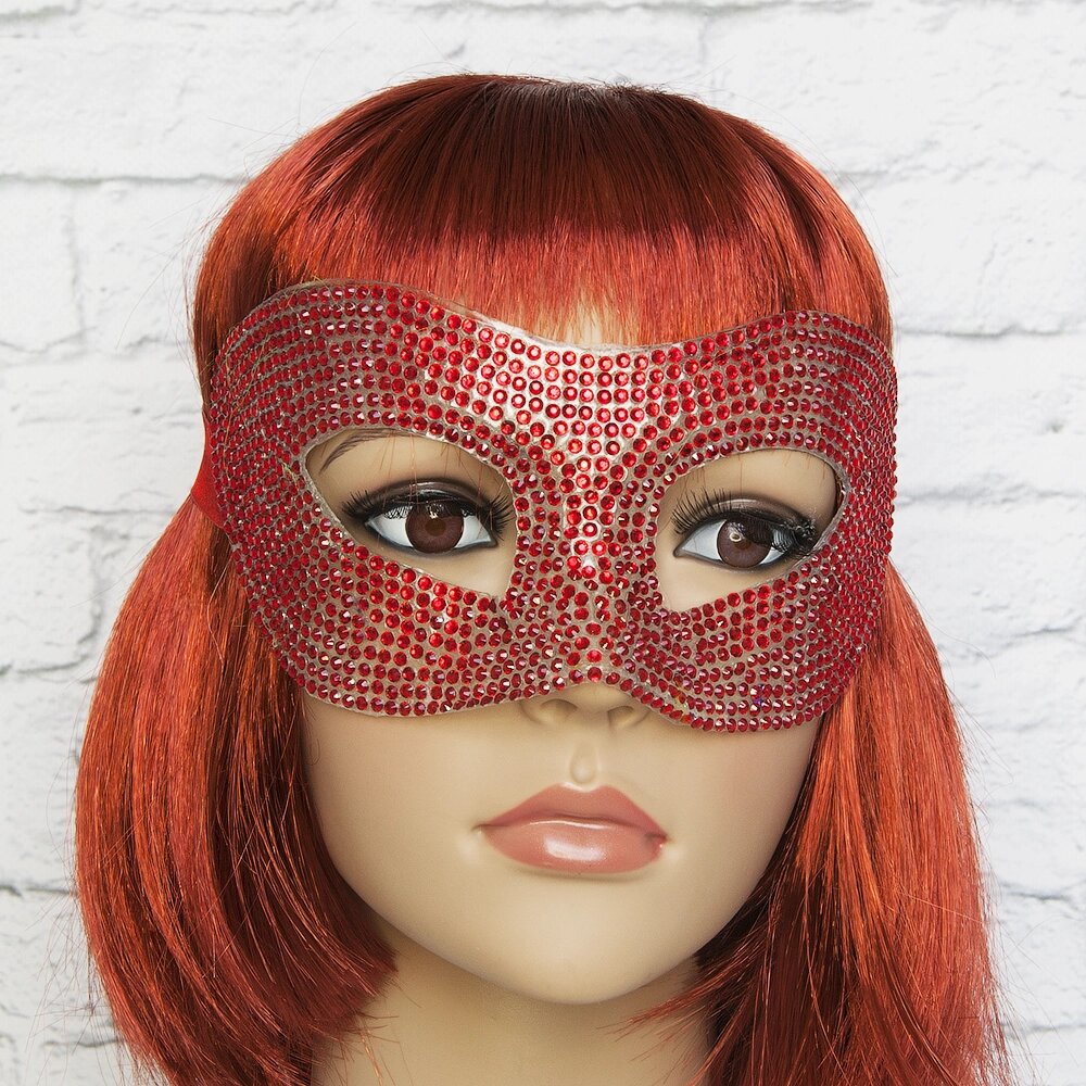 Венеціанська маска зі стразами (червона) від компанії Shock km ua - фото 1