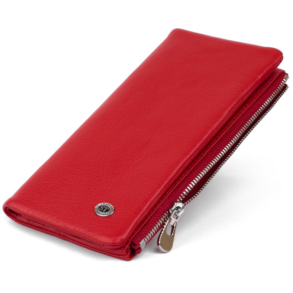 Вертикальний гаманець на кнопці жіночий ST Leather 19202 Червоний від компанії Shock km ua - фото 1