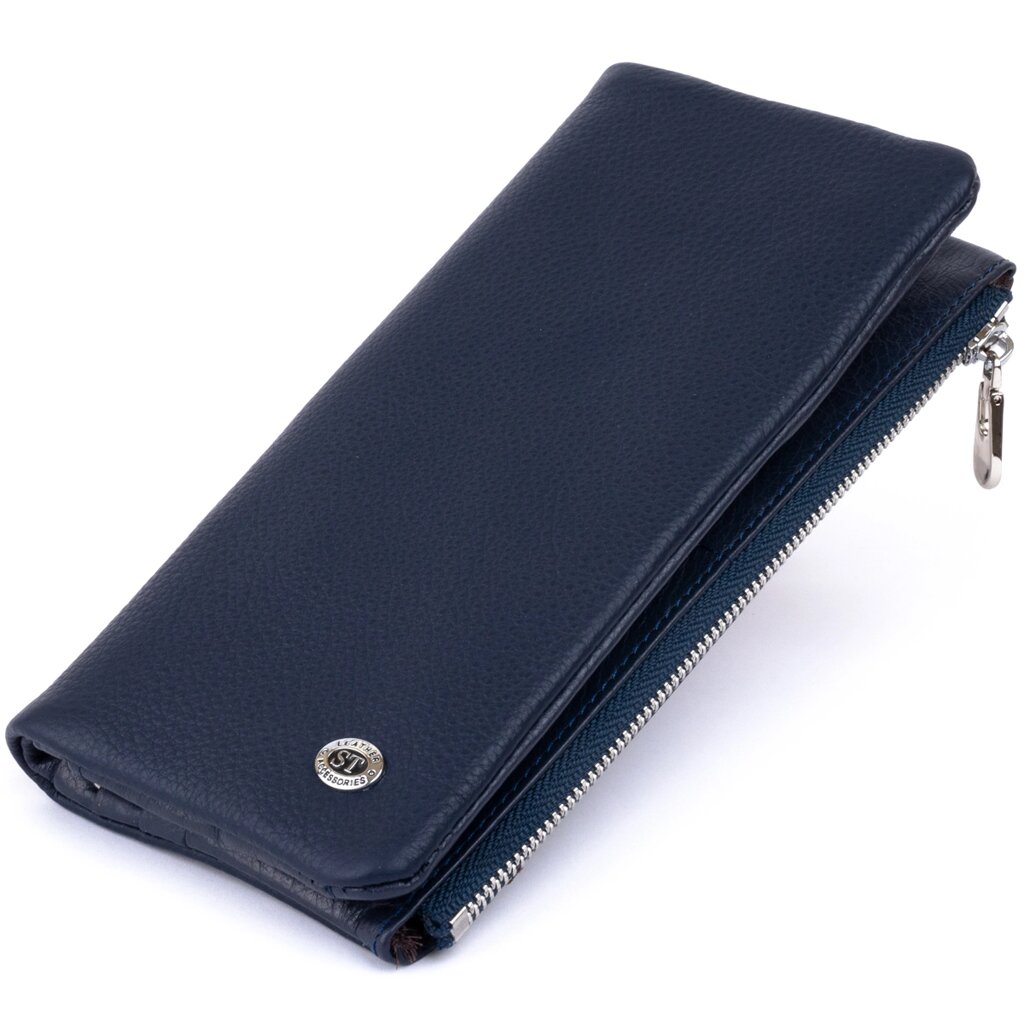 Вертикальний гаманець на кнопці жіночий ST Leather 19203 Темно-синій від компанії Shock km ua - фото 1