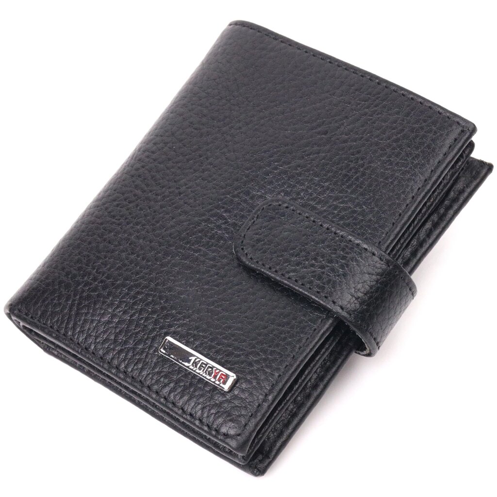 Вертикальний невеликий шкіряний гаманець KARYA 21390 Чорний від компанії Shock km ua - фото 1
