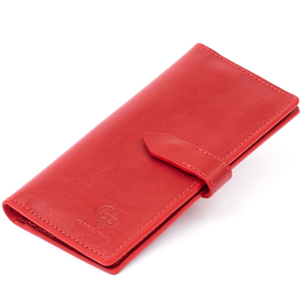 Вертикальний жіночий гаманець глянсовий Anet на кнопці GRANDE PELLE 11325 Червоний від компанії Shock km ua - фото 1