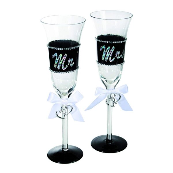 Весільні келихи для шампанського "Mr. & Mrs." від компанії Shock km ua - фото 1