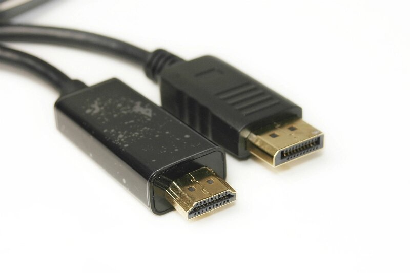 Відео кабель PowerPlant DisplayPort (M) - HDMI (M), 1.4V, 30AWG, 4Kx2K, 1.8м (односторонній) від компанії Shock km ua - фото 1