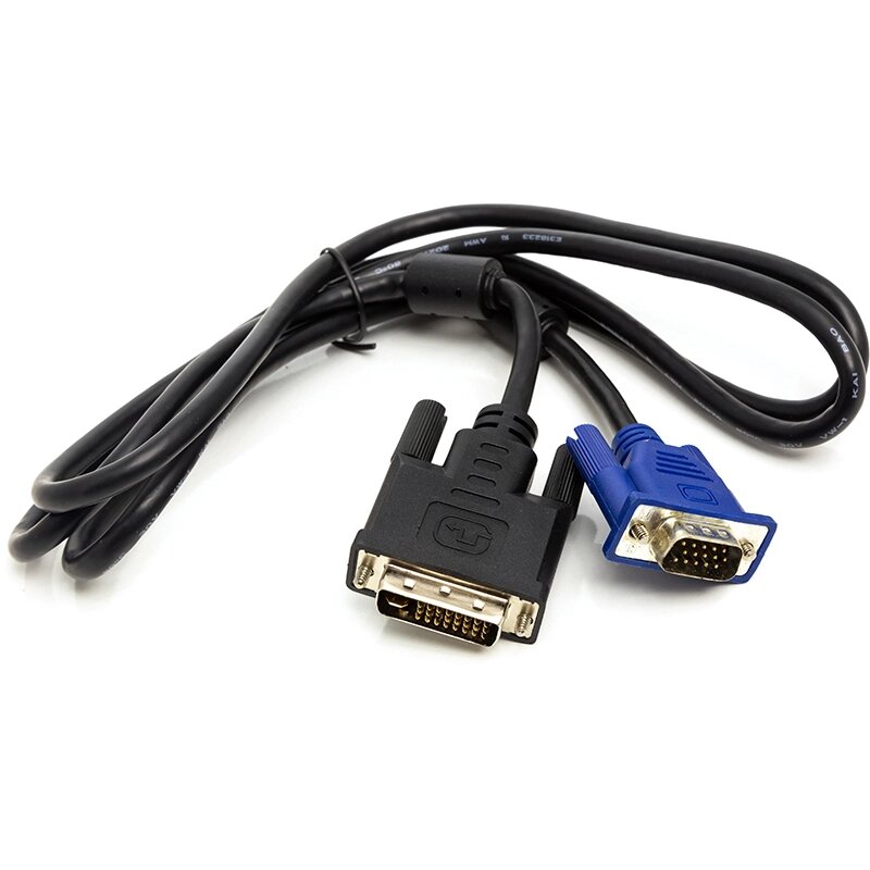 Відео кабель PowerPlant DVI-I (24+5) (M) - VGA (M), 1м від компанії Shock km ua - фото 1
