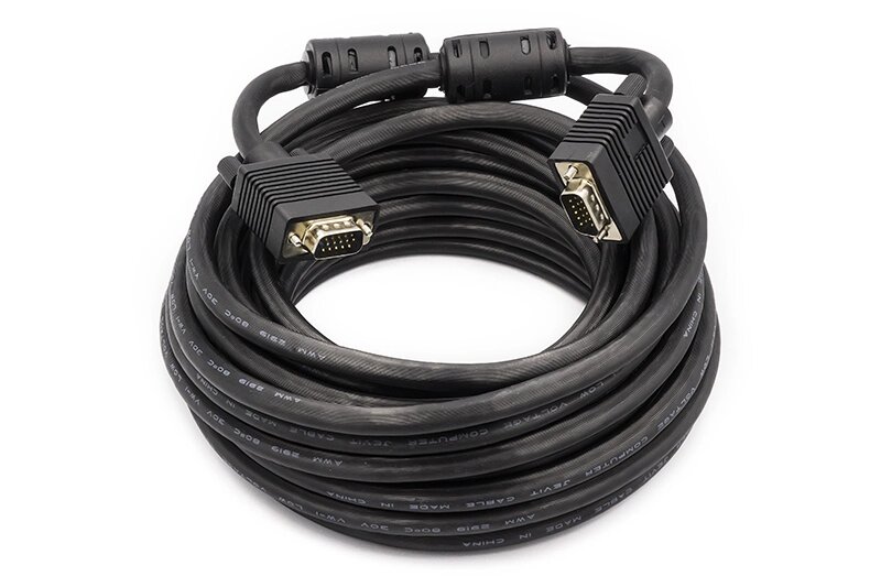 Відео кабель PowerPlant VGA-VGA, 10 м, Double ferrites від компанії Shock km ua - фото 1