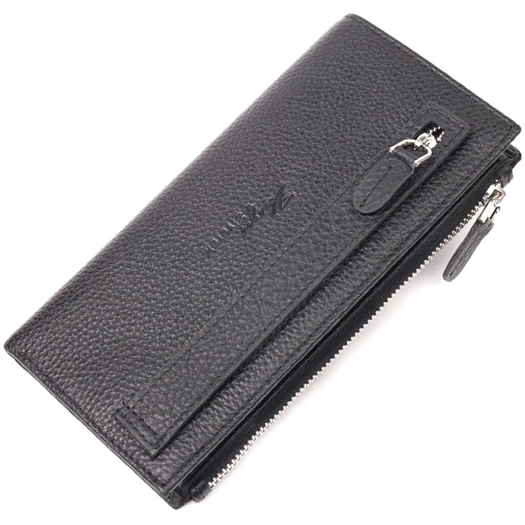 Відмінний складаний гаманець з натуральної шкіри KARYA 21132 Чорний від компанії Shock km ua - фото 1