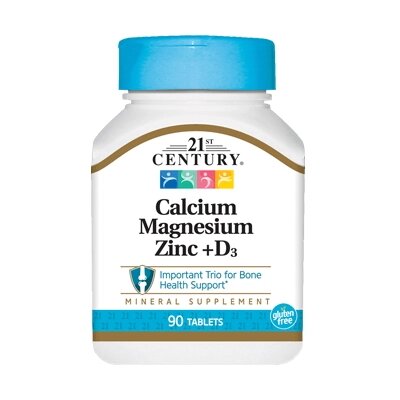 Вітаміни та мінерали 21st Century Calcium Magnesium Zinc + D3, 90 таблеток від компанії Shock km ua - фото 1