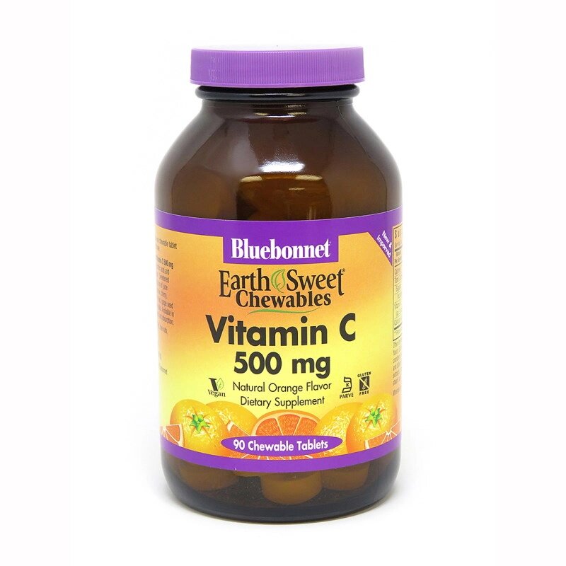 Вітаміни та мінерали Bluebonnet Nutrition Earth Sweet Chewables Vitamin С 500 mg, 90 жувальних таблеток від компанії Shock km ua - фото 1