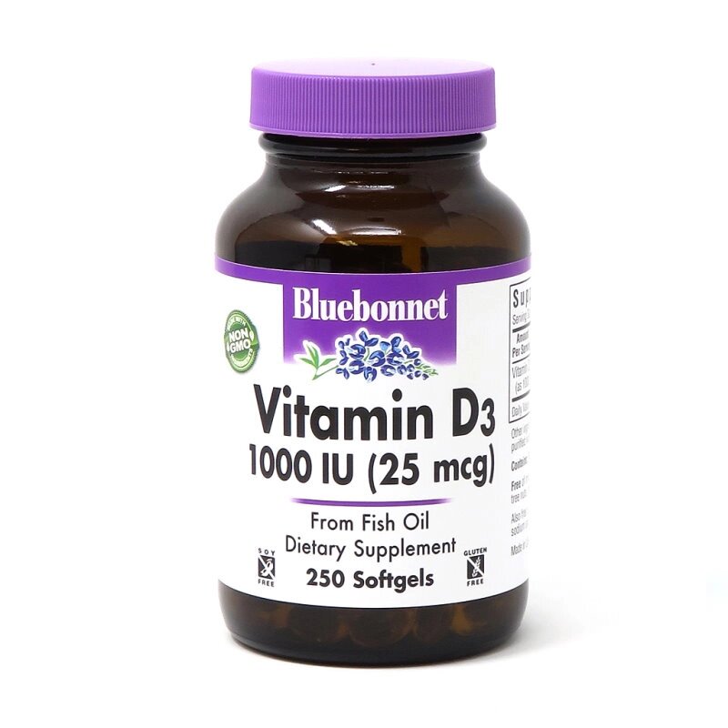 Вітаміни та мінерали Bluebonnet Nutrition Vitamin D3 1000IU, 250 капсул від компанії Shock km ua - фото 1