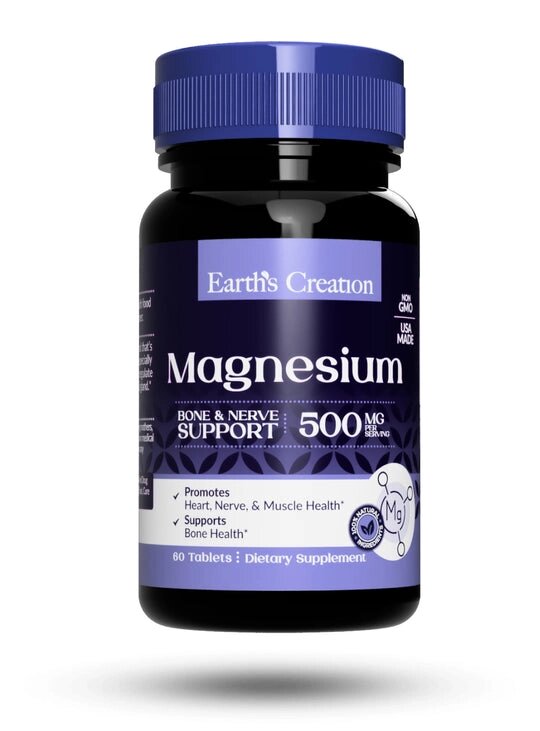 Вітаміни та мінерали Earth‘s Creation Magnesium 500 mg, 60 таблеток від компанії Shock km ua - фото 1