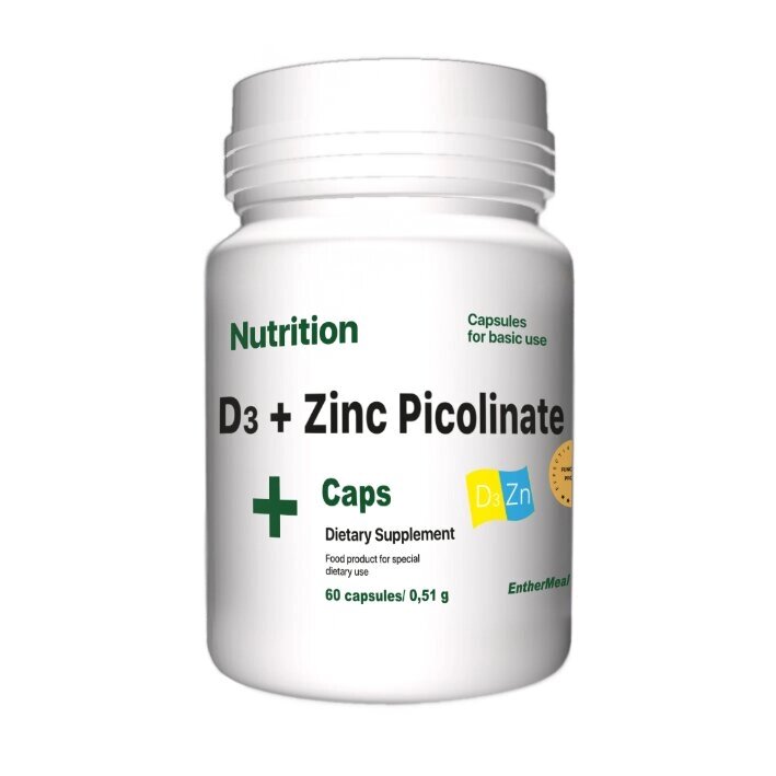 Вітаміни та мінерали EntherMeal D3 + Zinc Picolinate, 60 капсул від компанії Shock km ua - фото 1