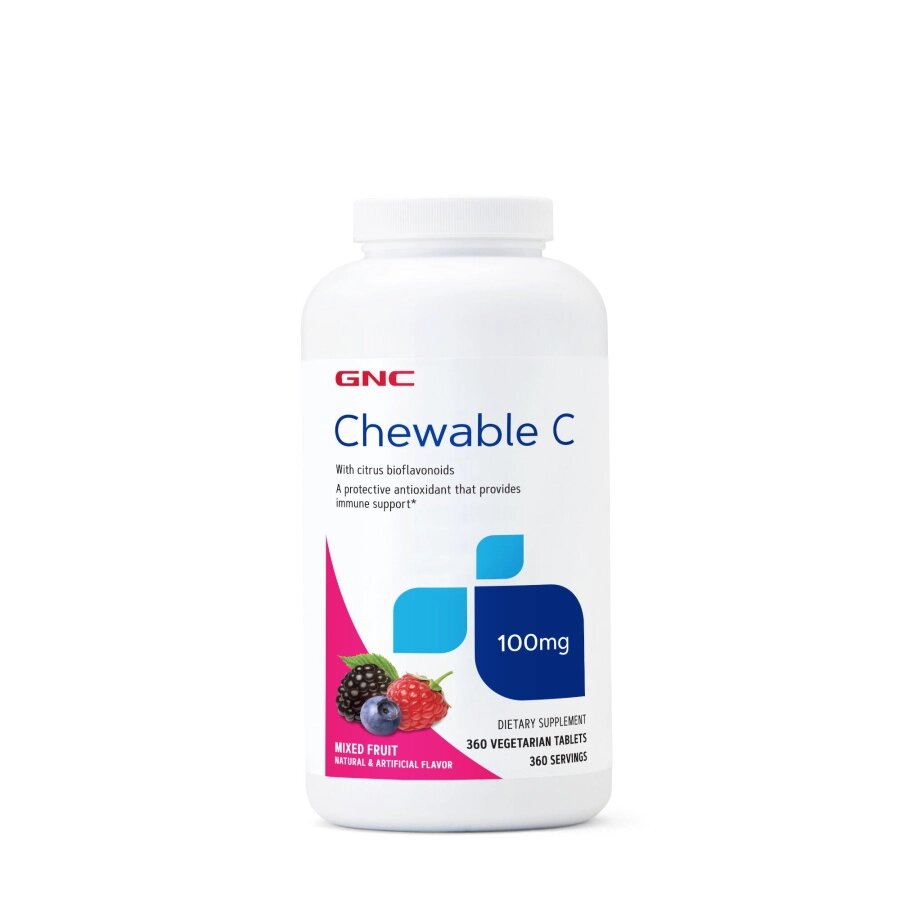Вітаміни та мінерали GNC Chewable C 100 mg, 360 вегатаблеток від компанії Shock km ua - фото 1