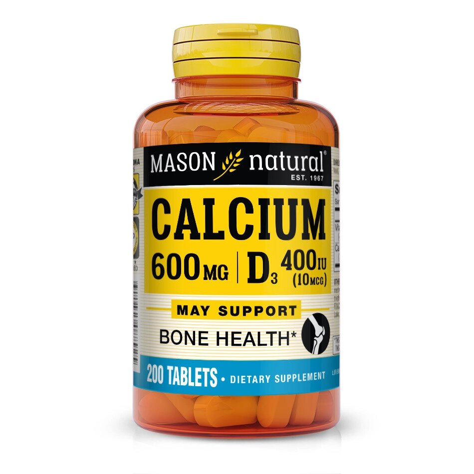 Вітаміни та мінерали Mason Natural Calcium 600 mg Plus Vitamin D3, 200 таблеток від компанії Shock km ua - фото 1