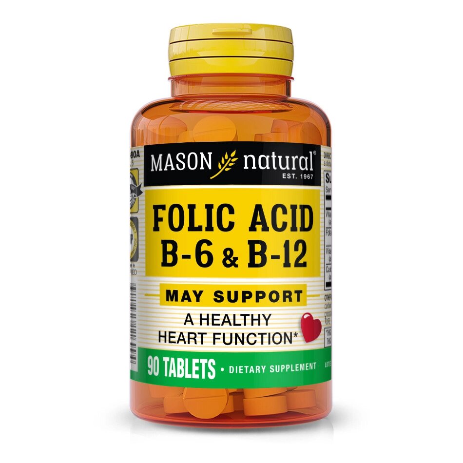 Вітаміни та мінерали Mason Natural Folic Acid B6  B12, 90 таблеток від компанії Shock km ua - фото 1