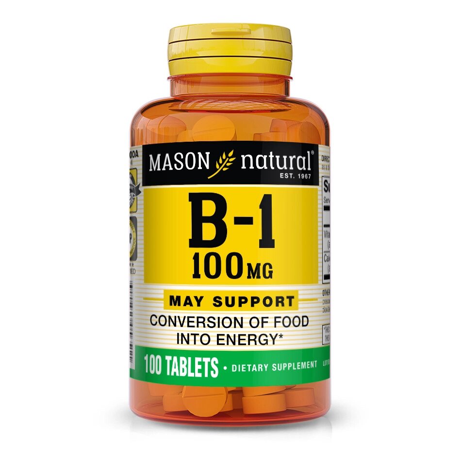 Вітаміни та мінерали Mason Natural Vitamin B1 100 mg, 100 таблеток від компанії Shock km ua - фото 1