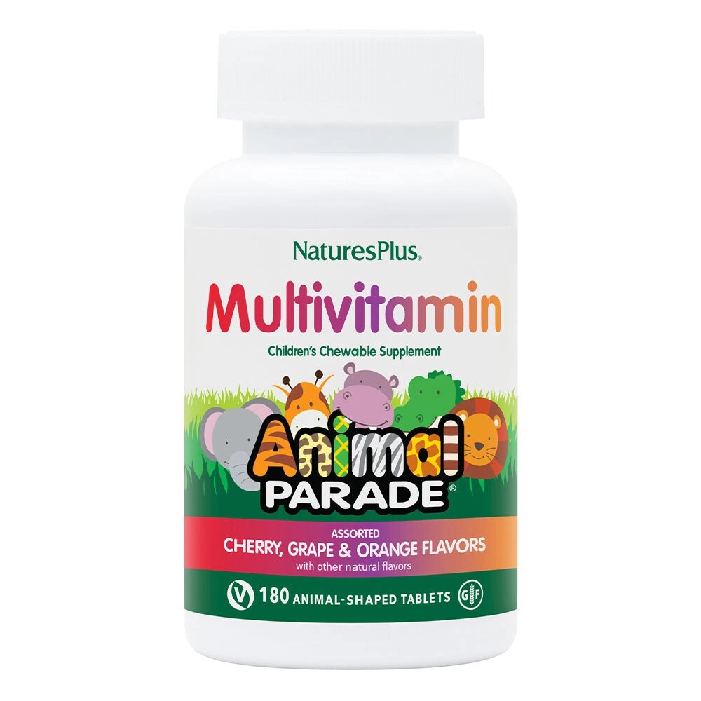 Вітаміни та мінерали Natures Plus Animal Parade Children's Multivitamin, 180 жувальних таблеток Асорті смаків від компанії Shock km ua - фото 1