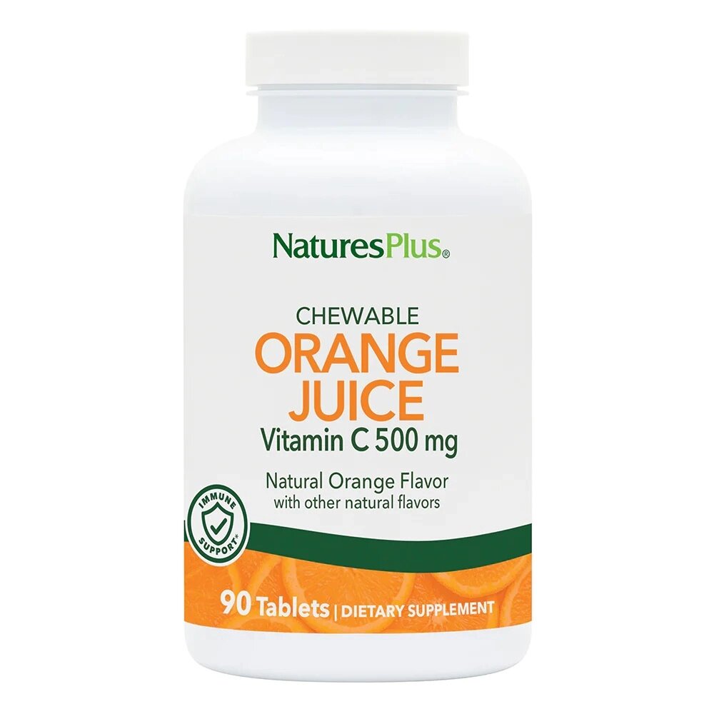 Вітаміни та мінерали Natures Plus Orange Juice Vitamin C 500 mg, 90 жувальних таблеток від компанії Shock km ua - фото 1