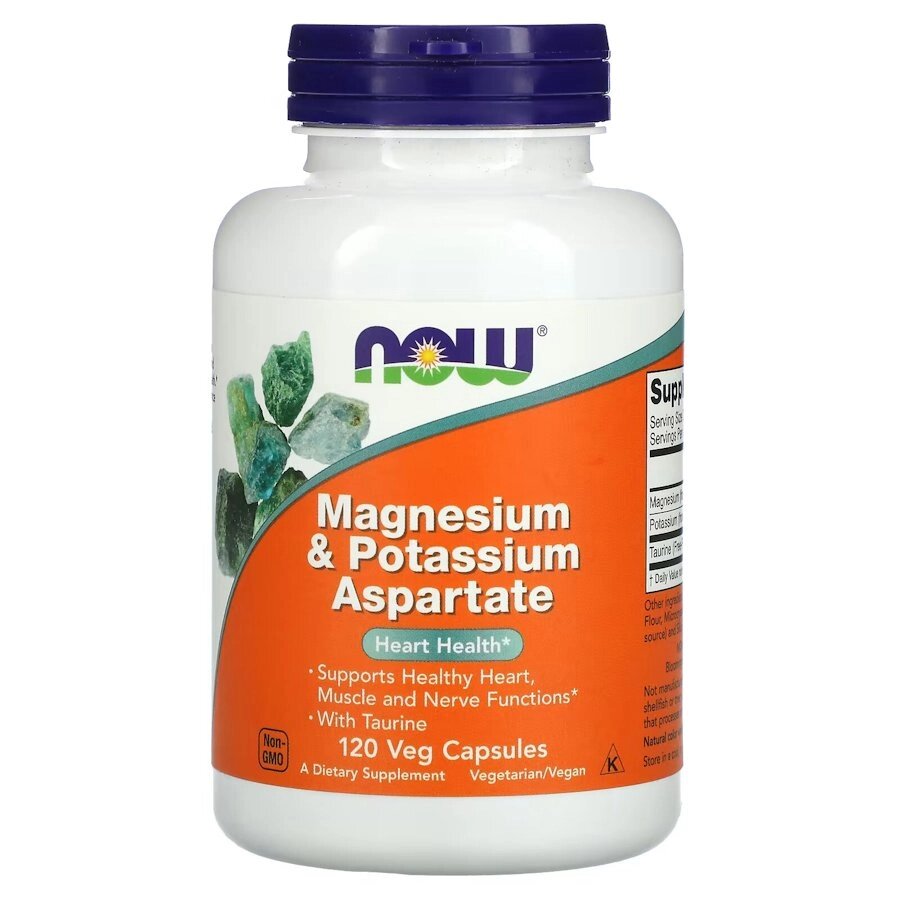 Вітаміни та мінерали NOW Magnesium  Potassium Aspartate with Taurine, 120 капсул від компанії Shock km ua - фото 1
