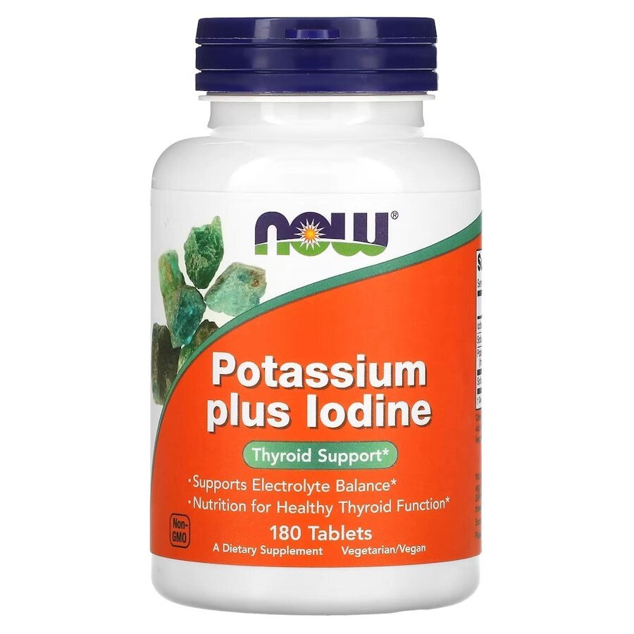 Вітаміни та мінерали NOW Potassium plus Iodine, 180 таблеток від компанії Shock km ua - фото 1