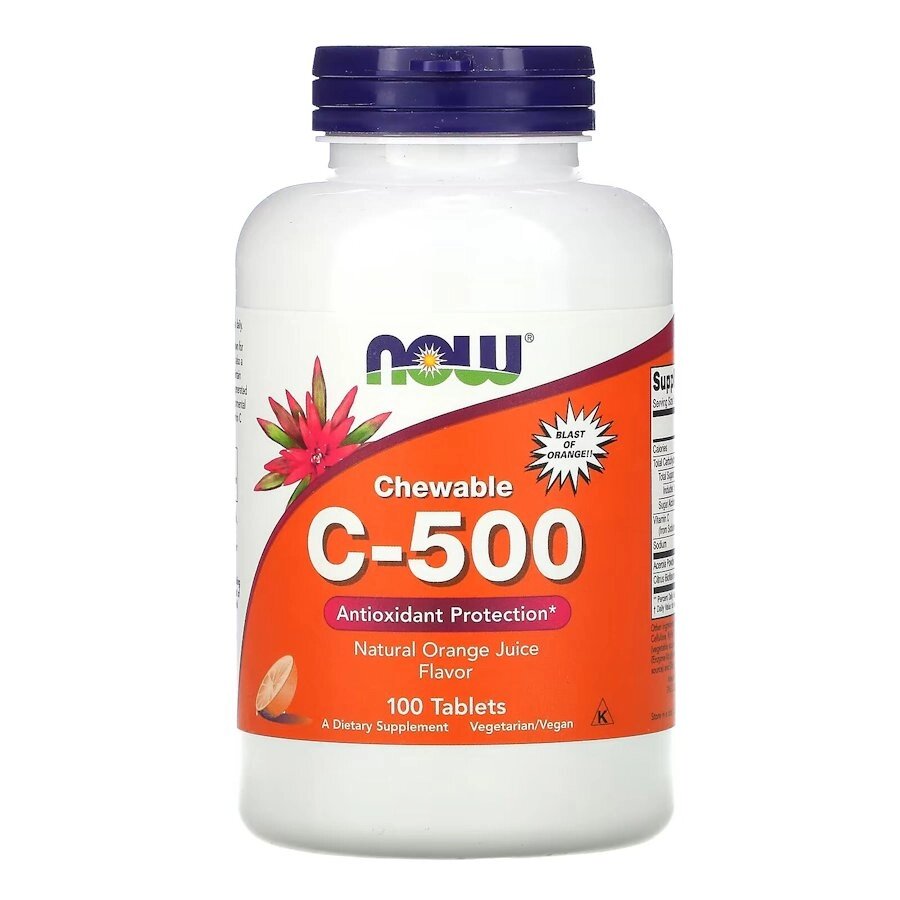 Вітаміни та мінерали NOW Vitamin C-500, 100 жувальних таблеток - апельсин від компанії Shock km ua - фото 1