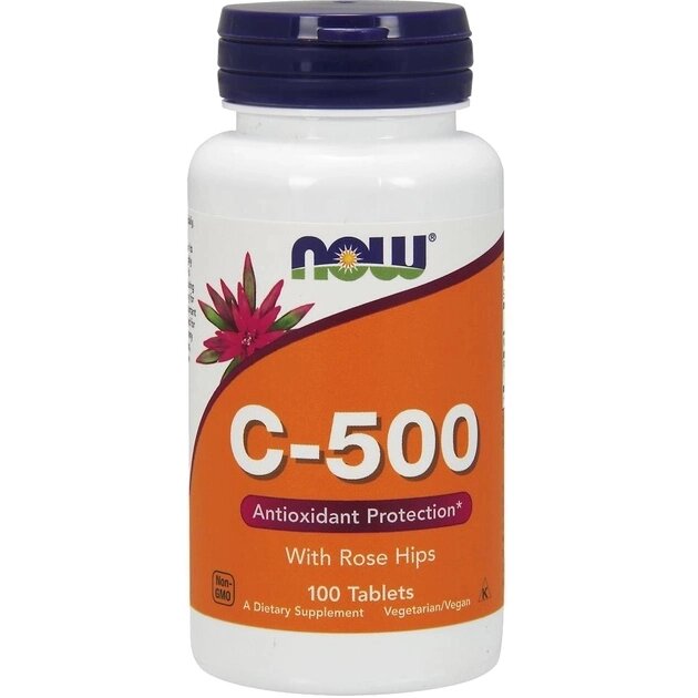 Вітаміни та мінерали NOW Vitamin C-500 Rose Hips, 100 таблеток від компанії Shock km ua - фото 1