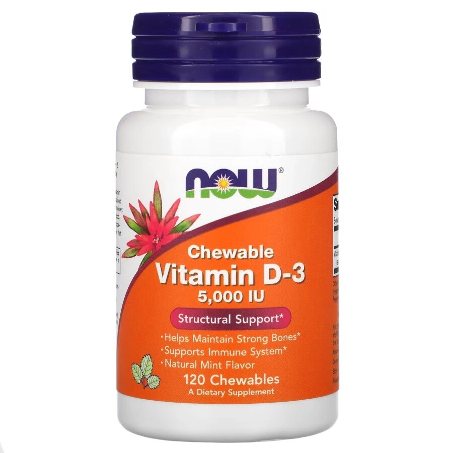 Вітаміни та мінерали NOW Vitamin D3 5000 IU, 120 жувальних таблеток від компанії Shock km ua - фото 1