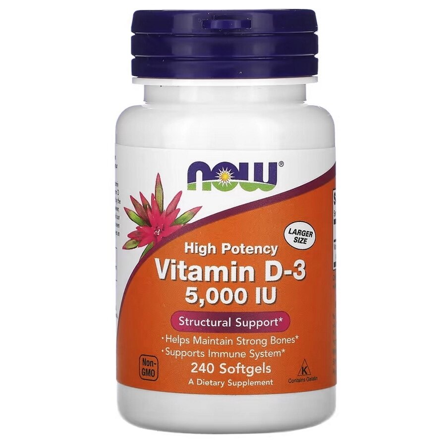 Вітаміни та мінерали NOW Vitamin D3 5000 IU, 240 капсул від компанії Shock km ua - фото 1