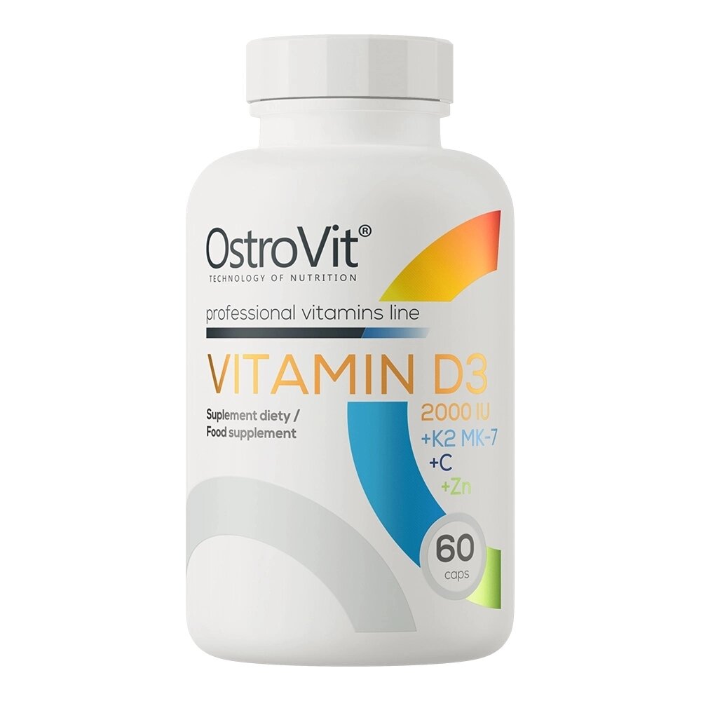 Вітаміни та мінерали OstroVit Vitamin D3 2000 IU + K2 MK-7 + C + Zinc, 60 капсул від компанії Shock km ua - фото 1