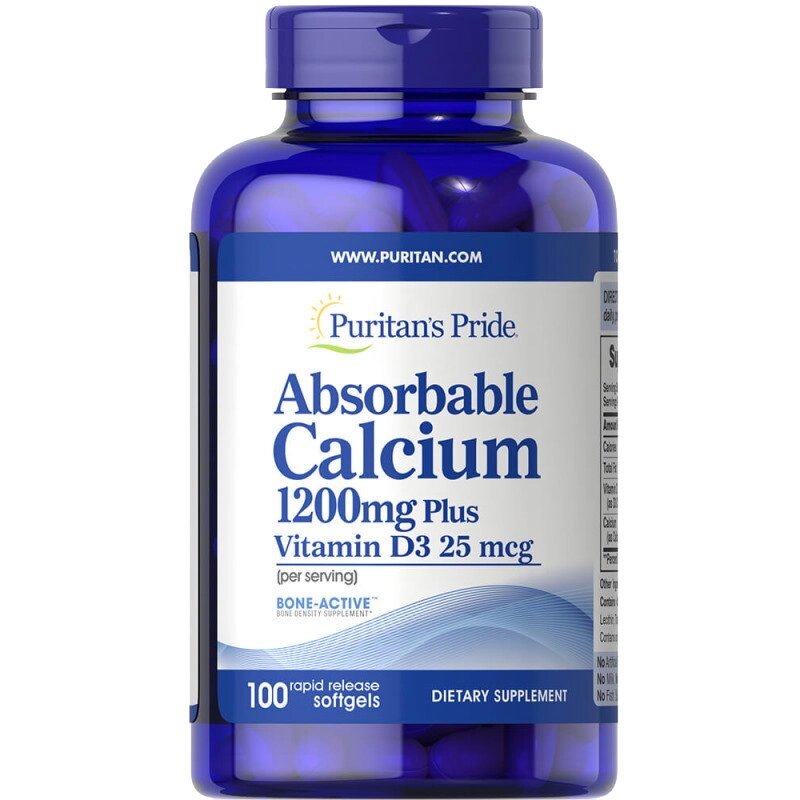 Вітаміни та мінерали Puritan's Pride Absorbable Calcium with Vitamin D, 100 капсул від компанії Shock km ua - фото 1