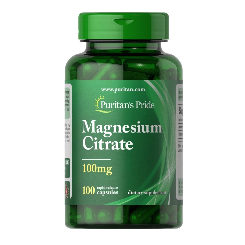 Вітаміни та мінерали Puritan's Pride Magnesium Citrate 100 mg, 100 капсул від компанії Shock km ua - фото 1