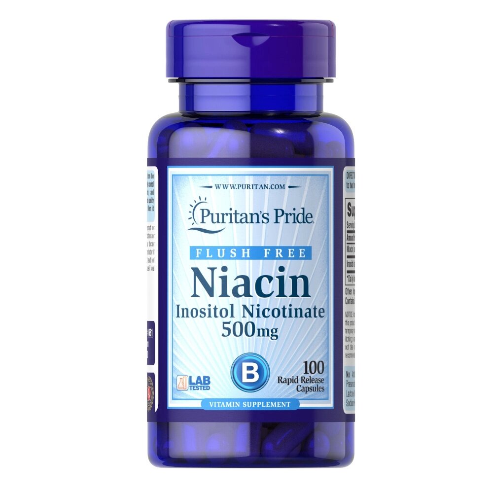 Вітаміни та мінерали Puritan's Pride Niacin 500 mg Flush Free, 100 капсул від компанії Shock km ua - фото 1