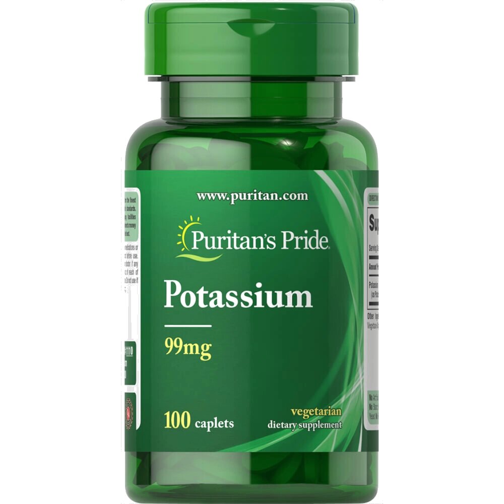 Вітаміни та мінерали Puritan's Pride Potassium 99 mg, 100 каплет від компанії Shock km ua - фото 1